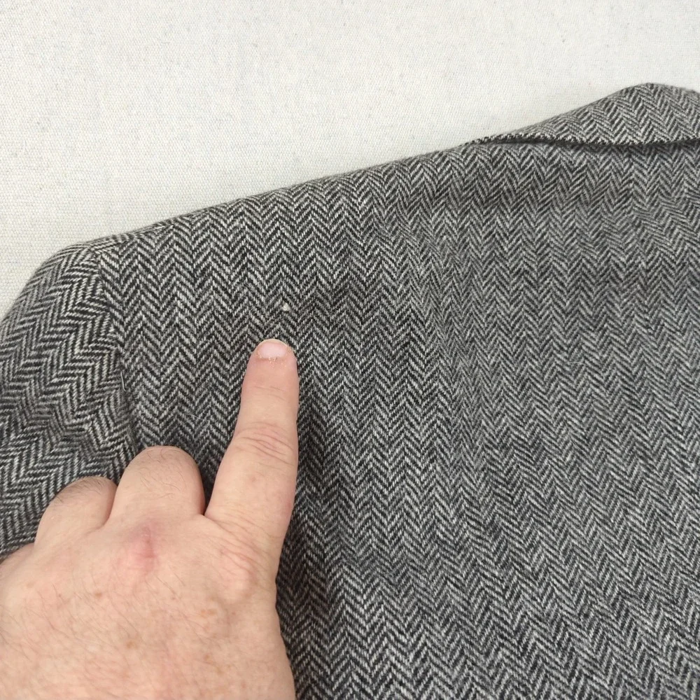 Orvis Blazer Mens 42R Gray Wool Herringbone Sport Coat Jacket USA Made